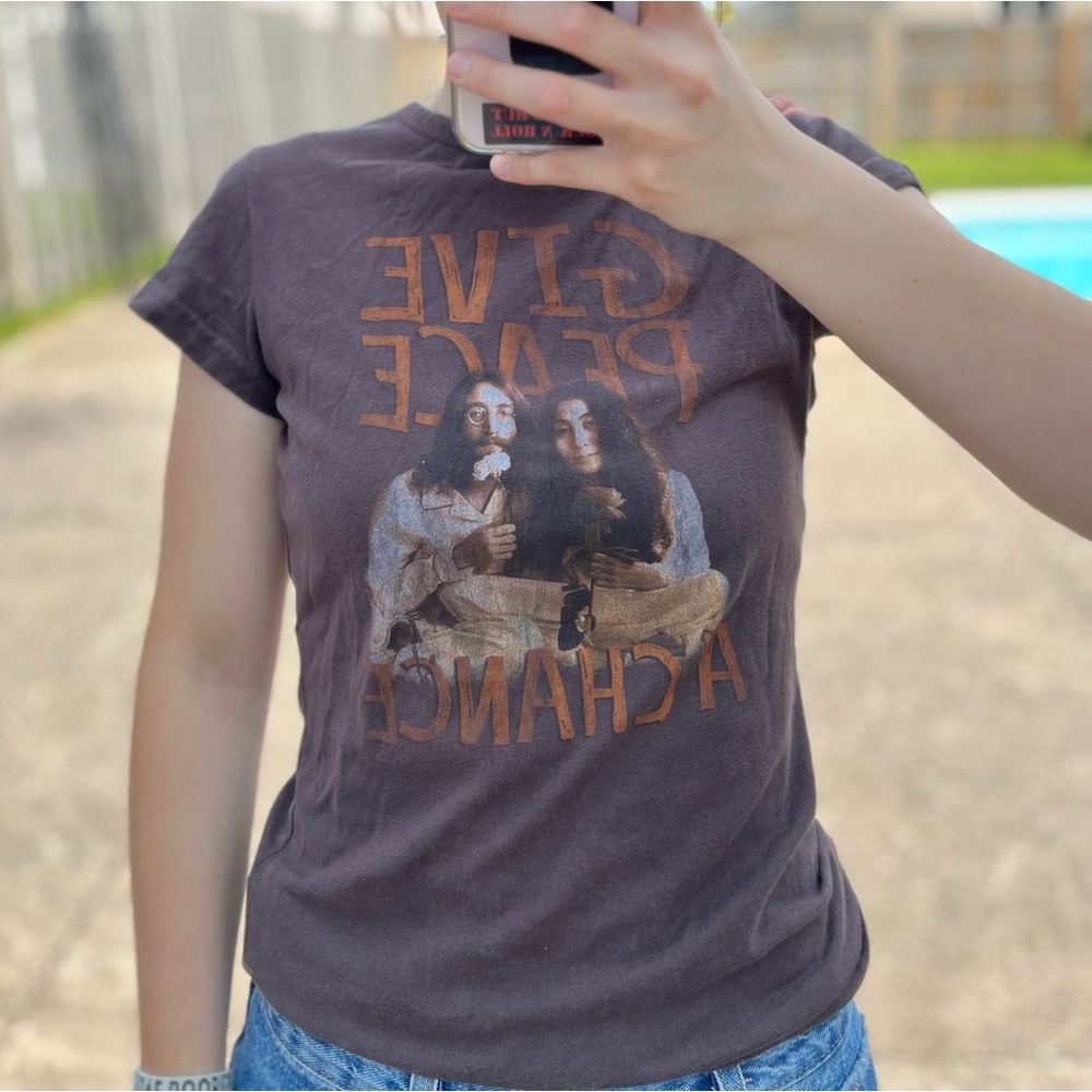 Brown John Lennon baby tee